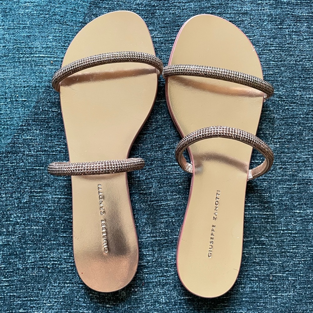 Giuseppe Zanotti flat woman’s sandals bronze sparkles size 37